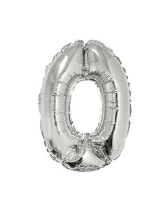 GLOBO NUMERO 0 METALIZADO PLATA  86 CM.