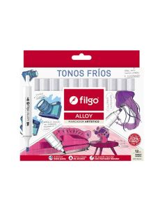 MARCADOR FILGO ALLOY ARTISTICO DOBLE PUNTA TONOS FRIOS X 12 UNI. 