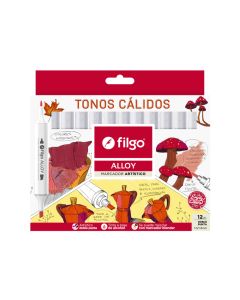 MARCADOR FILGO ALLOY ARTISTICO DOBLE PUNTA TONOS CALIDOS X 12 UNI. 