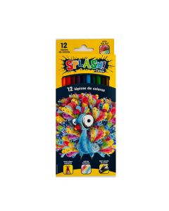 LÁPICES LARGOS DE COLORES SURTIDOS SPLASH X 12 UNIDADES