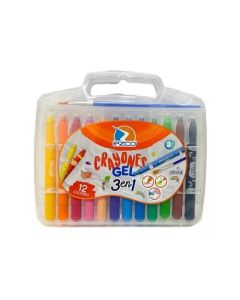 VALIJA CRAYONES GEL EZCO PINCEL X 12 UNI.