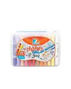 VALIJA CRAYONES GEL EZCO PINCEL X 24 UNI.