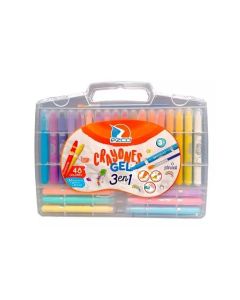  VALIJA CRAYONES GEL EZCO PINCEL X 48 UNI.