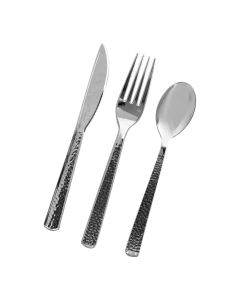 CUCHILLO/TENEDOR/CUCHARA PLATA RUSTICOS X 6 UNI.