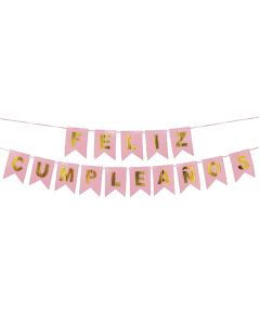 BANDERIN ROSA FELIZ CUMPLEAÑOS