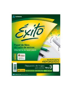 REPUESTO DE HOJAS CUADRICULADAS PARA CARPETA Nº3 CON MARGEN REFORZADO X 48 HOJAS