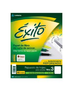 REPUESTO DE HOJAS RAYADAS CON MARGEN REFORZADO PARA CARPETA Nº3 X 48 HOJAS