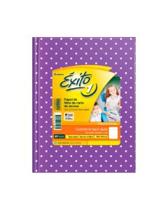 CUADERNO EXITO TAPA DURA LILA CON LUNARES X 48 HOJAS RAYADAS