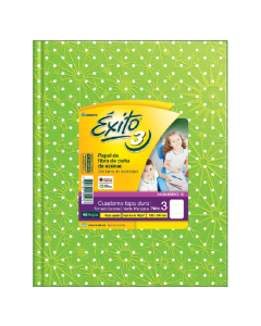 CUADERNO EXITO TAPA DURA Nº3 VERDE MANZANA X 48 HOJAS