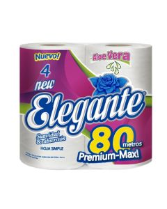 PAPEL HIGIENICO ELEGANTE ALOE VERA 4 ROLLOS X 80 MTS.