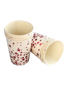 VASO POLIPAPEL ROSA GOLD ESTRELLA X 8 UNI
