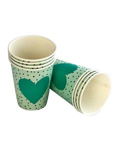 VASO POLIPAPEL CORAZON AQUA X 8 UNI