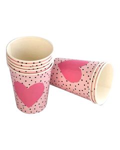 VASO POLIPAPEL CORAZON ROSA X 8 UNI