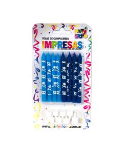 VELA CALAVERA AZUL Y CELESTE X 8 U.