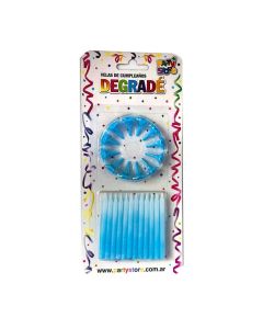 VELA DEGRADE CELESTE CON BASE X 24 U.