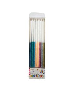VELAS LARGAS GIBRE COLORES SURTIDOS X 16 UNI