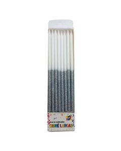 VELAS LARGAS GIBRE PLATEADAS X 16 UNI