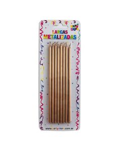 VELAS LARGAS METALIZADAS ROSA GOLD X 8 UNI