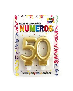VELA NUMERO DOBLE DORADO 50