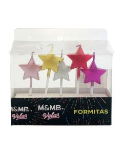 VELAS METALIZADAS ESTRELLAS CHICAS X 5 UNI