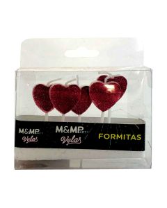 VELAS CORAZON GIBRE ROSA X 5 UNI