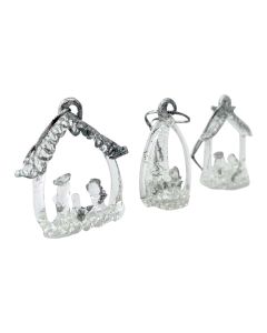 SET PESEBRE VIDRIO PLATA