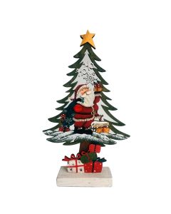 ARBOL CON PAPA NOEL MADERA CON BASE