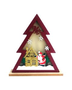 ARBOL DE NAVIDAD MADERA CON LUZ Y CASITA