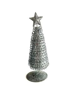 SET ARBOL ALAMBRE CON PIE PLATEADO 20 CM.