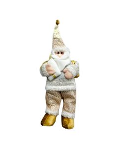 PAPA NOEL CON TRAJE BLANCO Y DORADO 65 CM.