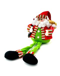 PAPA NOEL PIERNAS LARGAS TRAJE ROJO Y VERDE 45 CM