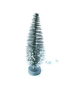 ÁRBOL ALAMBRE DEGRADE PLATEADO CON LUZ CON PILAS 30 CM.