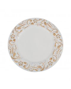 PLATO SITIO BLANCO CON FLORES DORADAS 33 CM.
