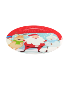 PLATO SITIO PAP NOEL CON RENO Y MUÑECO DE NIEVE 33 CM.