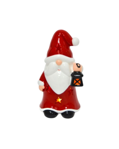 PAPA NOEL CERAMICA CON FAROL CON LUZ LED