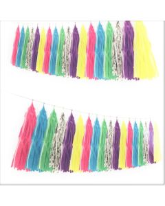 GUIRNALDA BORLAS PASTEL Y PLATA