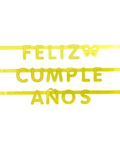 GUIRNALDA FELIZ CUMPLE DORADO GLITTER