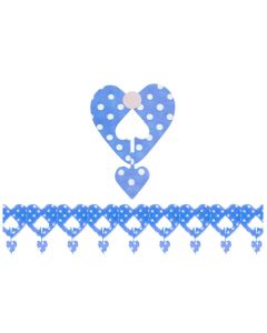 GUIRNALDA CORAZON COLGANTE CELESTE CON LUNARES BLANCOS