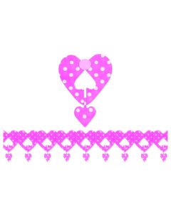 GUIRNALDA CORAZON COLGANTE FUCSIA C/ LUNARES
