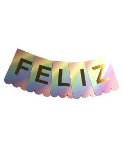 BANDERIN IRIDISCENTE FELIZ CUMPLEAÑOS 