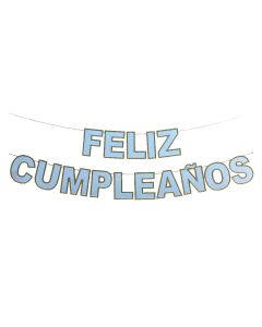 BANDERIN CELESTE PASTEL FELIZ CUMPLEAÑOS 