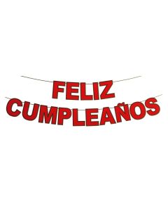 BANDERIN ROJO FELIZ CUMPLEAÑOS 