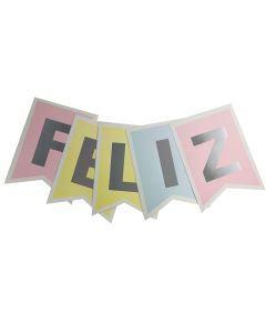 BANDERIN MULTICOLOR PASTEL FELIZ CUMPLEAÑOS 