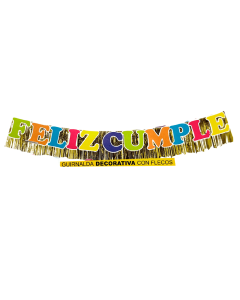 CARTEL FELIZ CUMPLEAÑOS CON FLECO FLUO X 1 UNI.