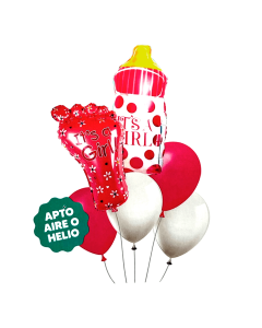 SET DE GLOBOS LLEGO EL BEBE ROSA