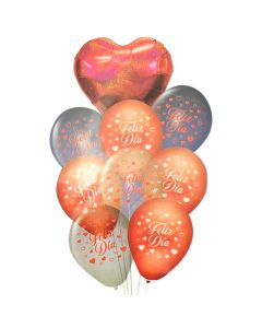 SET GLOBOS IMPRESOS FELIZ DIA ROJO