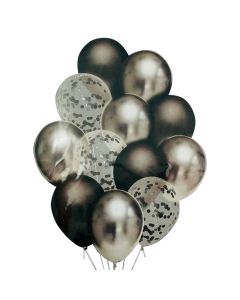 SET 12 GLOBOS CHROME PLATA
