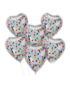 SET GLOBOS CORAZÓN CRISTAL CON CONFETTI CIRCULAR MULTICOLOR
