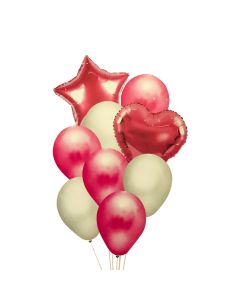 SET 9 GLOBOS PREMIUM ROSA Y BLANCO