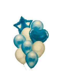 SET 9 GLOBOS PREMIUM CELESTE Y BLANCO